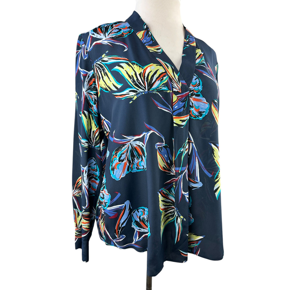 Diane von Furstenberg Silk Blend Sanorah Butterfly Blouse LS DVF Shirt Size 14 - Picture 15 of 16